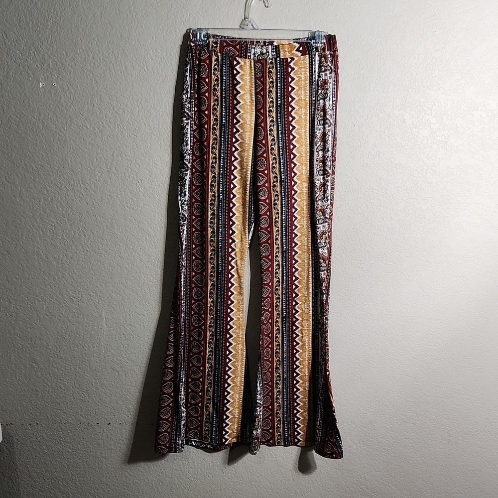 Eye Candy Pants Womens Size S  Boho Floral Bell Flare Stretch Bohemian 70s